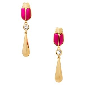 Gold and Pink Ladybug Earrings Kate Spade